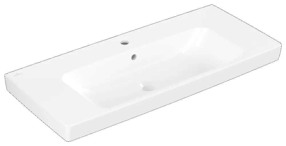 Villeroy & Boch Waschbecken „Architectura“ 1000 × 460 × 165 mm, ohne Hahnlochbohrung, für Becken mittig in Weiß Alpin Villeroy & Boch Waschbecken „Architectura“ 1000 × 460 × 165 mm, ohne Hahnlochbohrung, für Becken mittig in Weiß Alpin