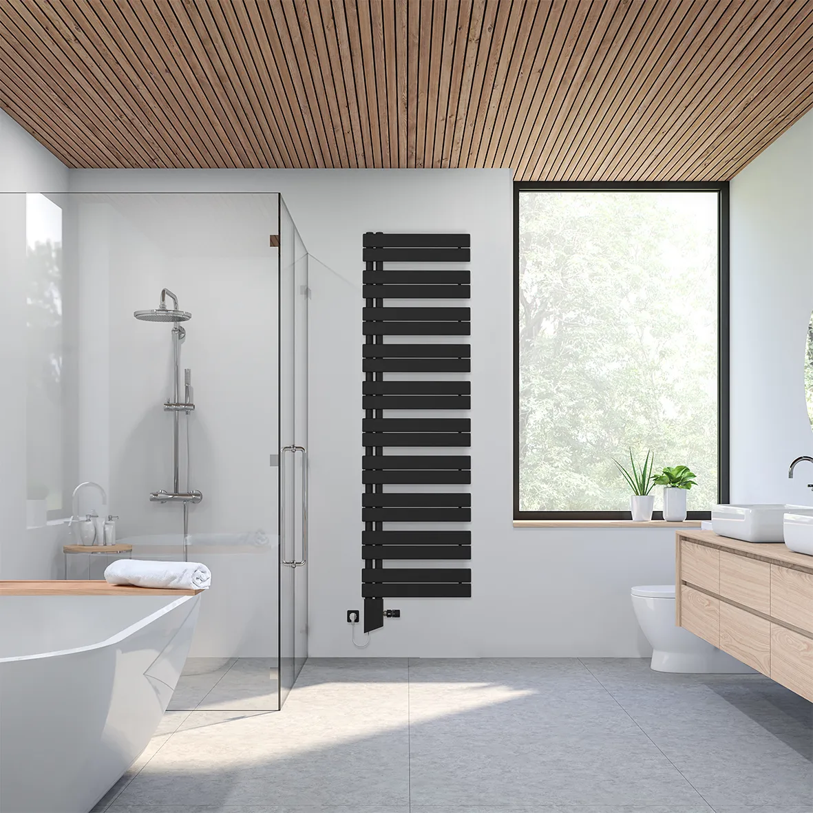 Zehnder Design-Heizkörper „Roda Duo“ 55 × 148,6 cm in Traffic Black (RAL 9017) Zehnder Design-Heizkörper „Roda Duo“ 55 × 148,6 cm in Traffic Black (RAL 9017)