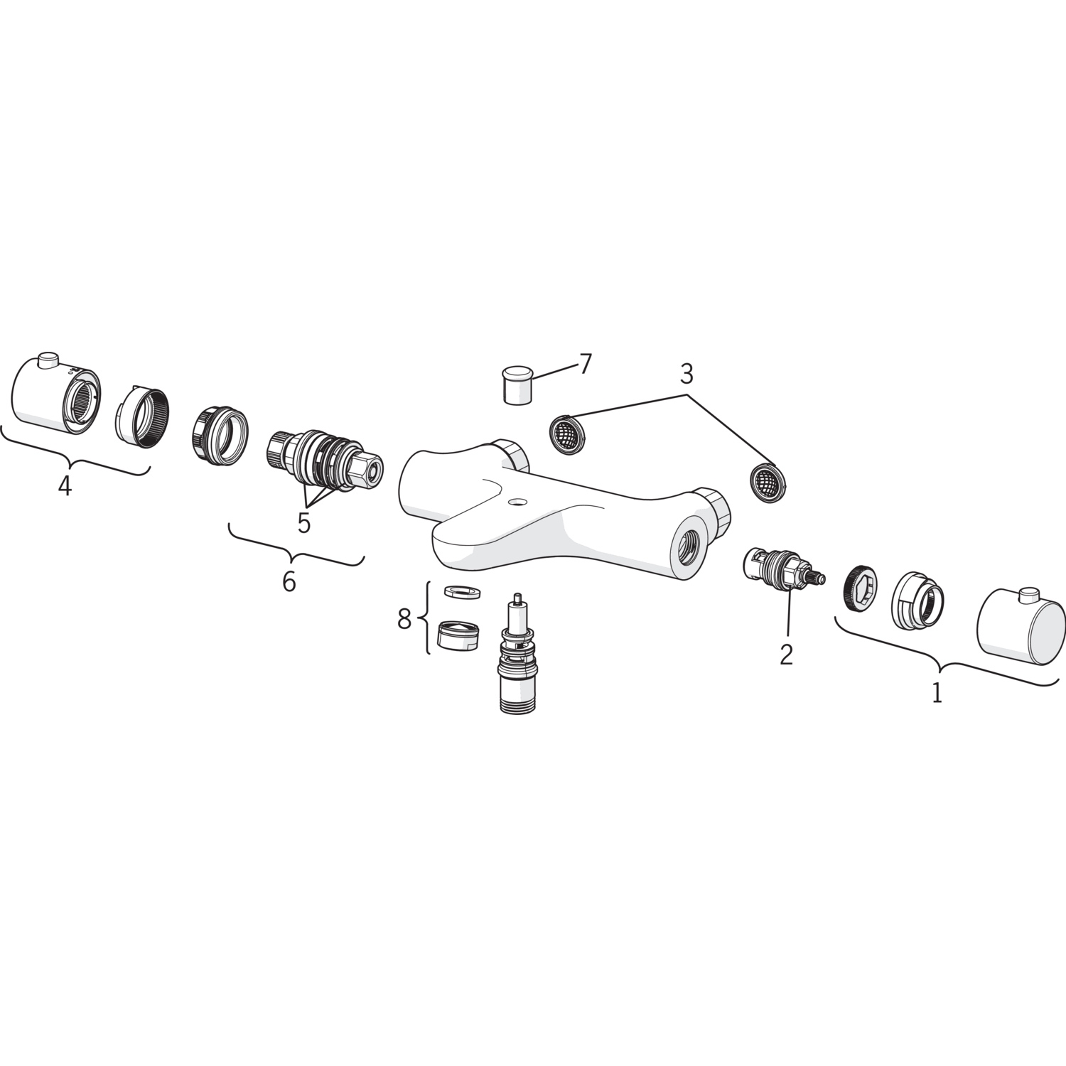 HA Wafü und Brausebatterie HANSAUNITA 5837 Ausladung 180 mm DN15 Chrom