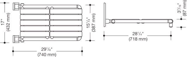 HEWI Wannenklappsitz „Serie 801“ 74 cm in Tiefschwarz