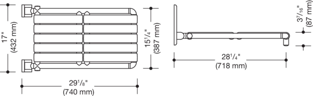 Wannenklappsitz (USA) B:15 1/4 inch,T:29 1/8 inch