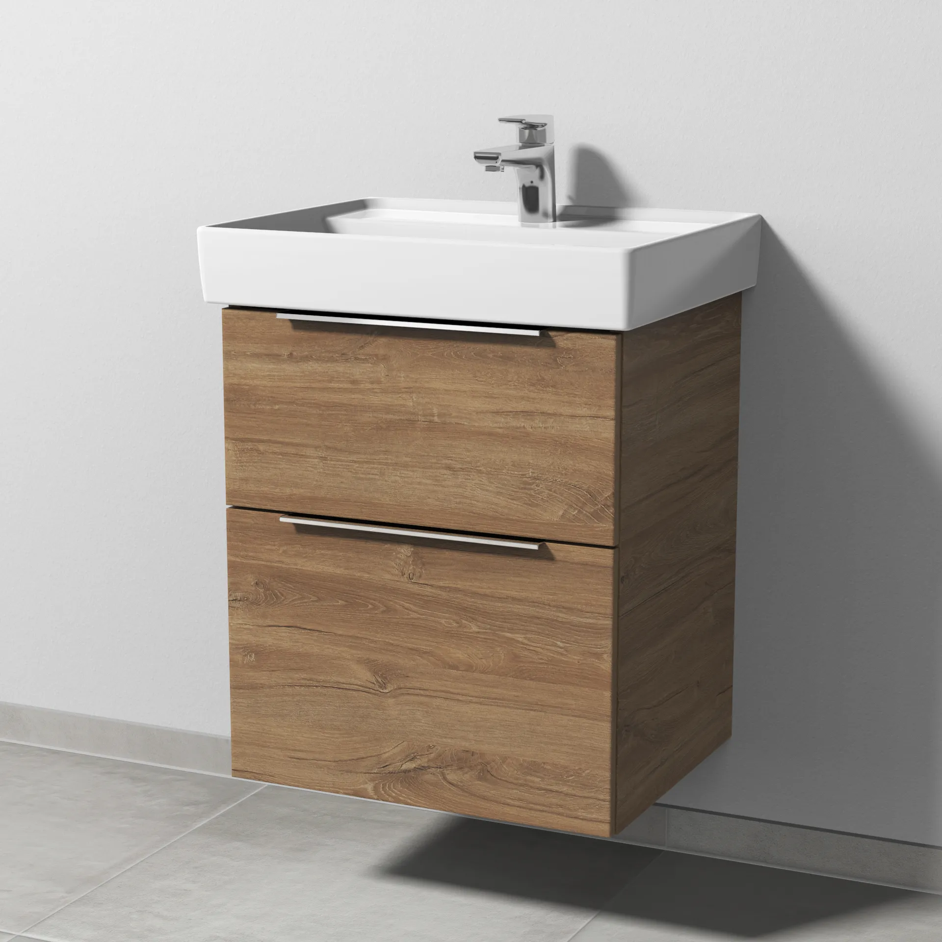 Sanipa Waschtischunterschrank „3way“ passend zu Keramik-Waschtische Collaro von Villeroy &Boch 500 × 588 × 417 mm in Eiche Kansas