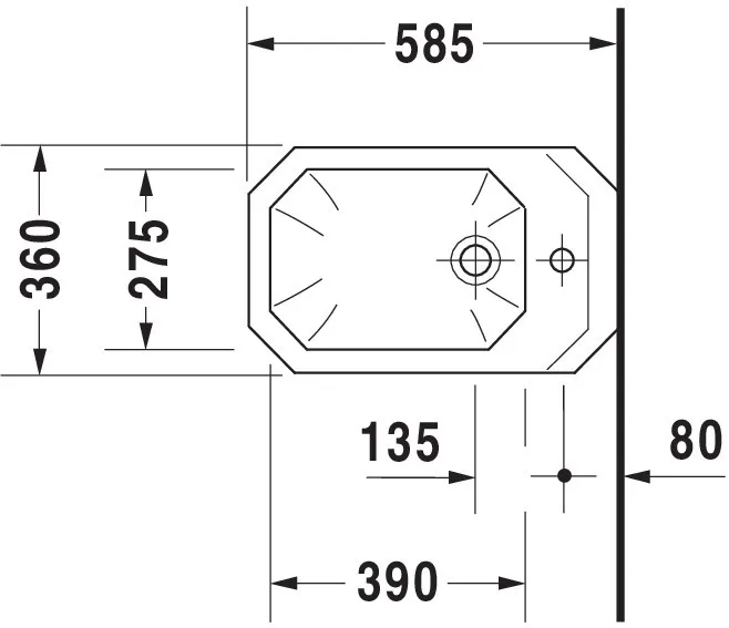 Duravit Wand-Bidet „1930“, Befestigung sichtbar 36 × 58,5 × 34,5 cm Duravit Wand-Bidet „1930“, Befestigung sichtbar 36 × 58,5 × 34,5 cm