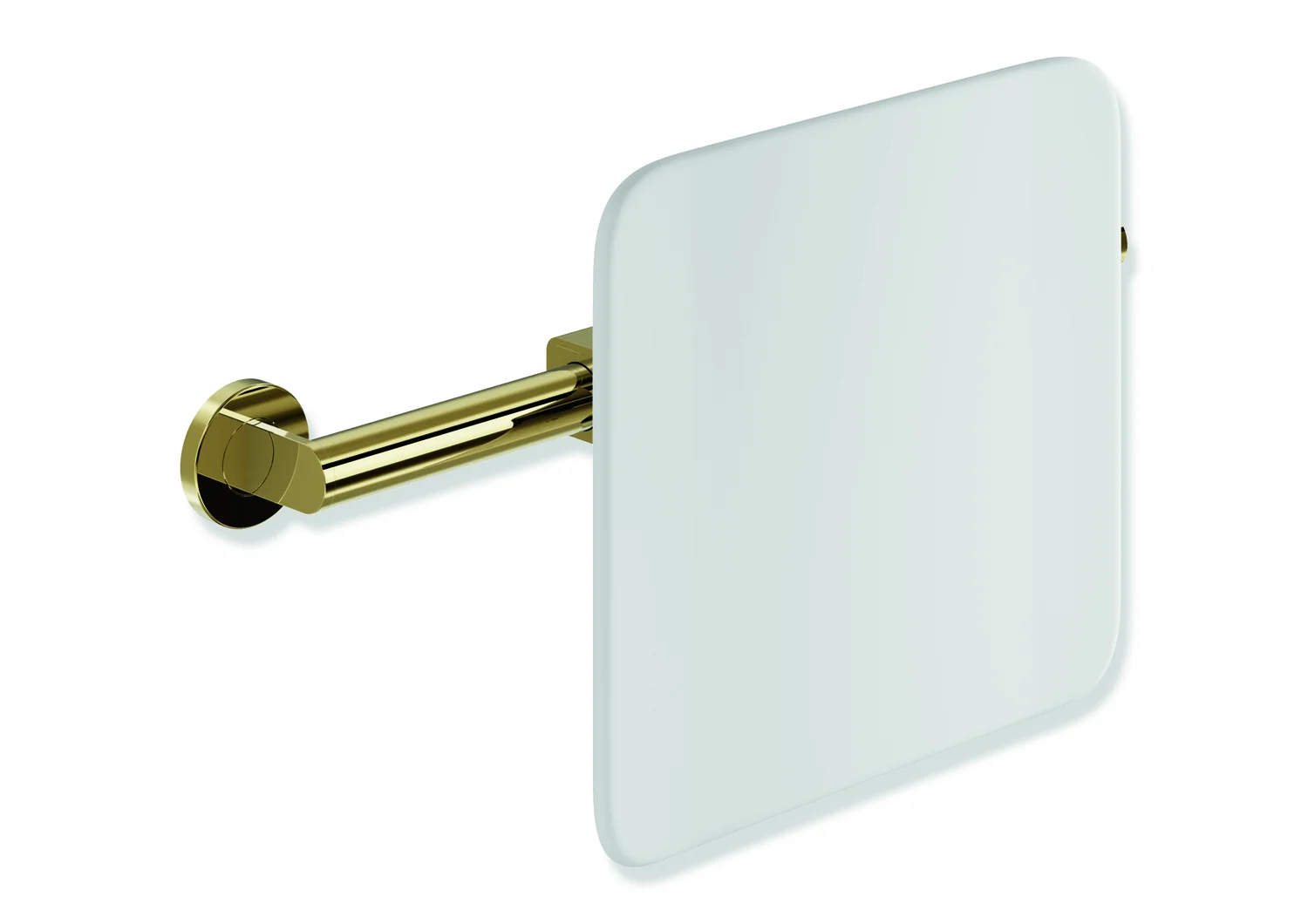 HEWI Rückensstütze System 900, PVD Gold glänzend, 150 mm tief, Achsmaß 478–578 mm verstellbar, Wandmontage