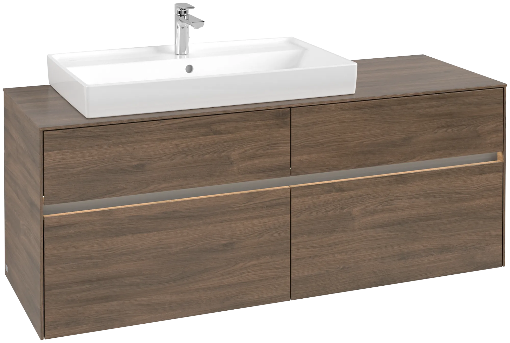 Villeroy & Boch Waschtischunterschrank „Collaro“ 1400 × 548 × 500 mm Arizona Oak, mit Beleuchtung, für Becken links Villeroy & Boch Waschtischunterschrank „Collaro“ 1400 × 548 × 500 mm Arizona Oak, mit Beleuchtung, für Becken links