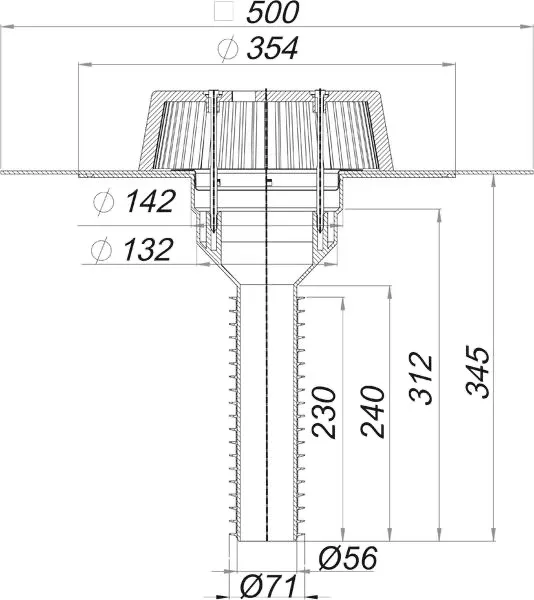 Sanierungs-Dachablauf 63 T DallBit, DN 70 Sanierungs-Dachablauf 63 T DallBit, DN 70