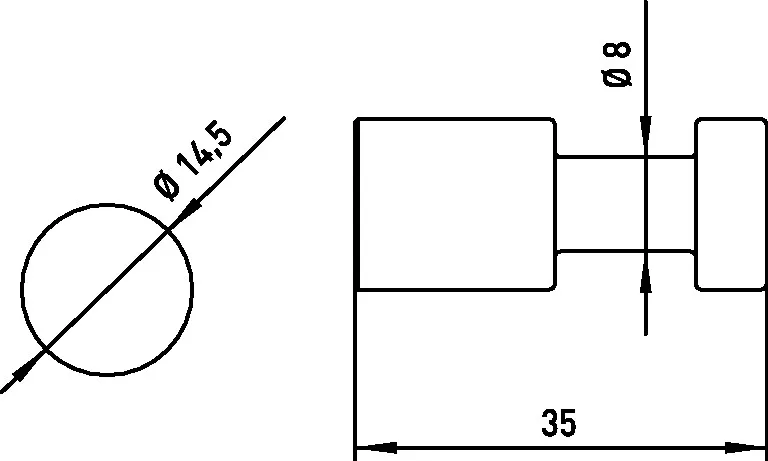 polo Haken 35 mm, ⌀ 14.5 mm, chrom polo Haken 35 mm, ⌀ 14.5 mm, chrom