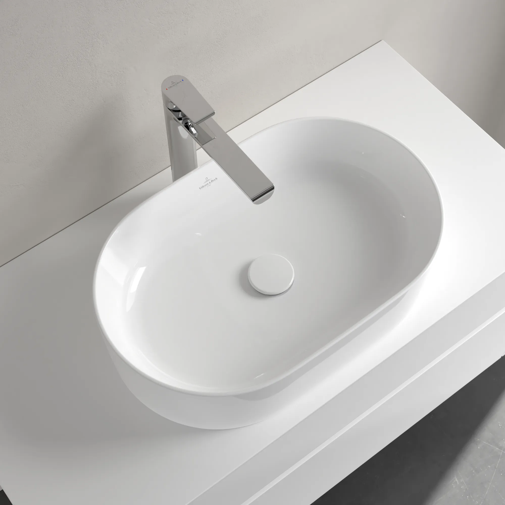 Villeroy & Boch Aufsatzwaschtisch oval aus TitanCeram „Collaro“ 560 × 360 × 145 mm, ohne Hahnlochbohrung in Weiß Alpin Villeroy & Boch Aufsatzwaschtisch oval aus TitanCeram „Collaro“ 560 × 360 × 145 mm, ohne Hahnlochbohrung in Weiß Alpin