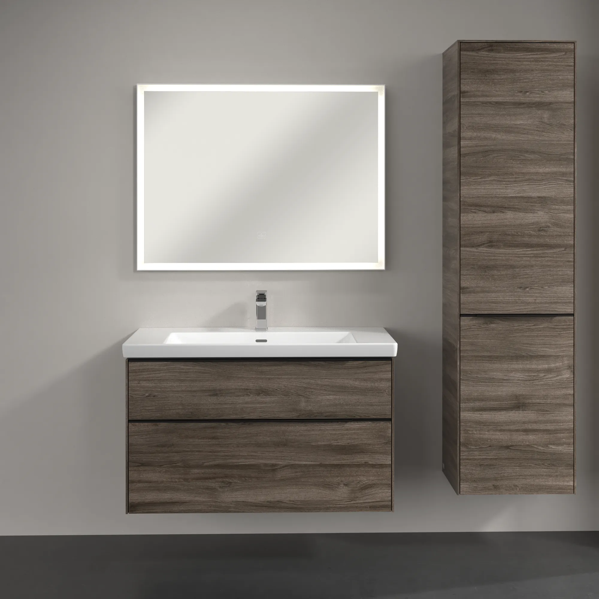 Villeroy & Boch Hochschrank Subway 3.0 C59301, eckig, Stone Oak, 450x1710x346mm, mit Absenkautomatik und Waschtischplatte Villeroy & Boch Hochschrank Subway 3.0 C59301, eckig, Stone Oak, 450x1710x346mm, mit Absenkautomatik und Waschtischplatte