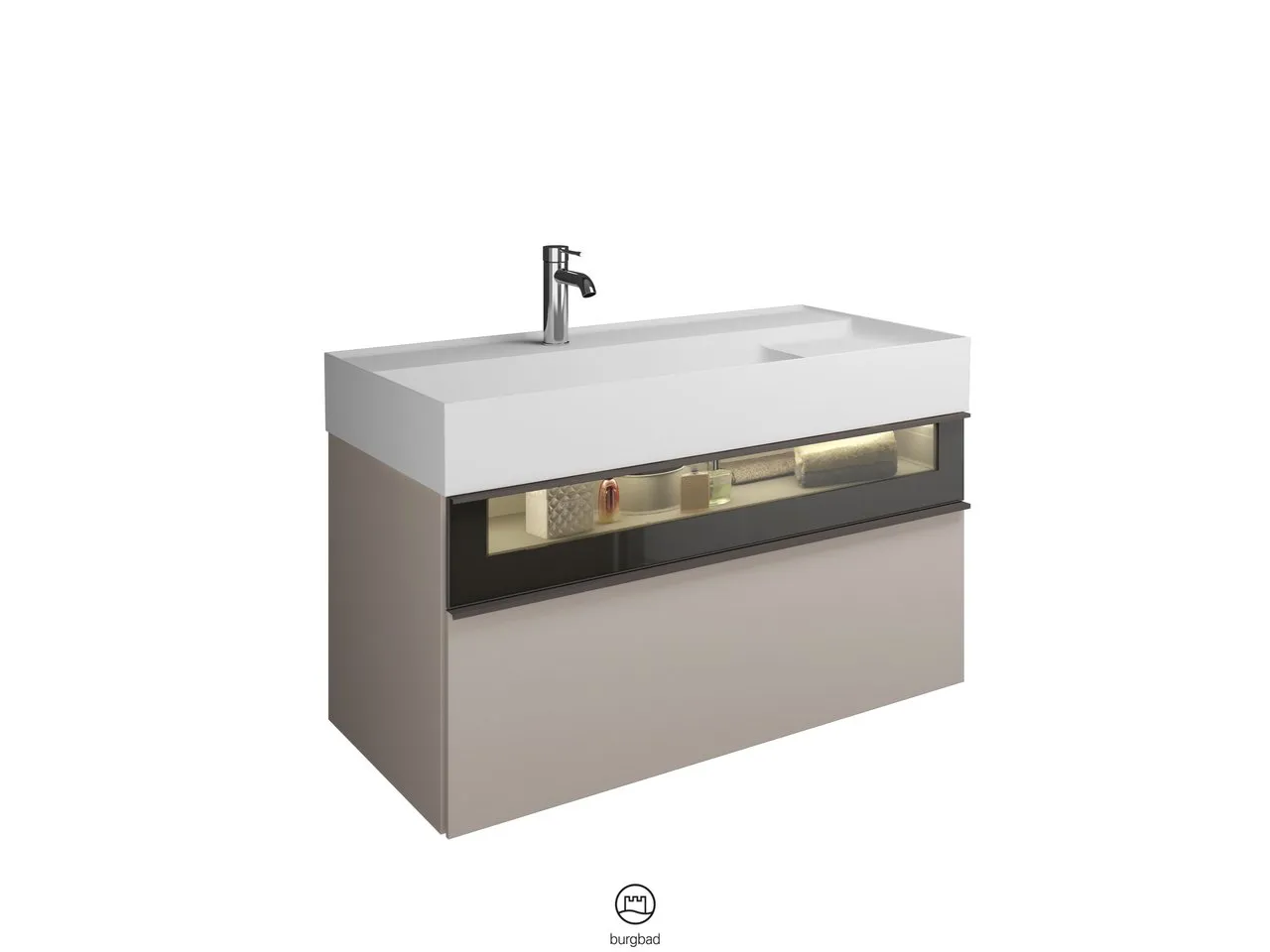 burgbad Yumo Mi-Waschtisch inkl. WTU SFMX102, Mineralguss, 470x1015x610mm, PG1 burgbad Yumo Mi-Waschtisch inkl. WTU SFMX102, Mineralguss, 470x1015x610mm, PG1