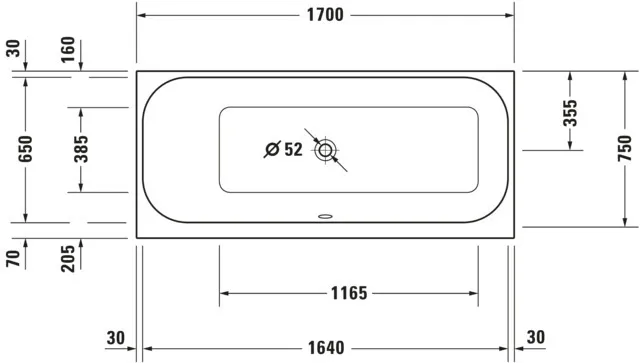 Duravit Badewanne „Happy D.2“ rechteck 170 × 75 cm