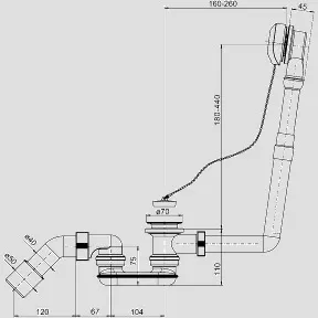 Ab-u.ueberlaufgarnitur 833 mit Magnetstopfen Bauhoehe 110mm