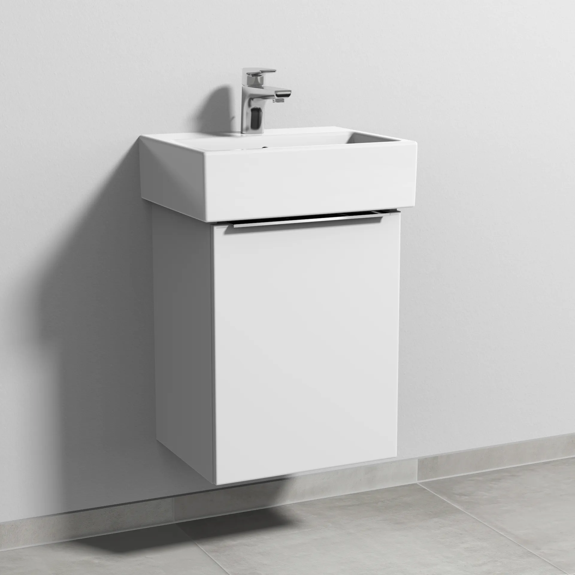 Sanipa Waschtischunterschrank „3way“ passend zu Keramik-Waschtische Vero Air von Duravit 400 × 520 × 332 mm in Weiß-Soft, Anschlag rechts