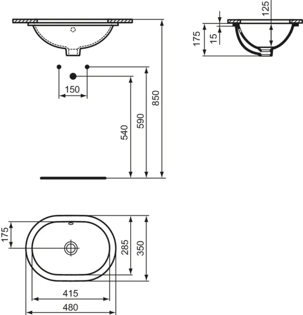 Waschbecken „Connect“ 48 × 35 × 17,5 cm Waschbecken „Connect“ 48 × 35 × 17,5 cm