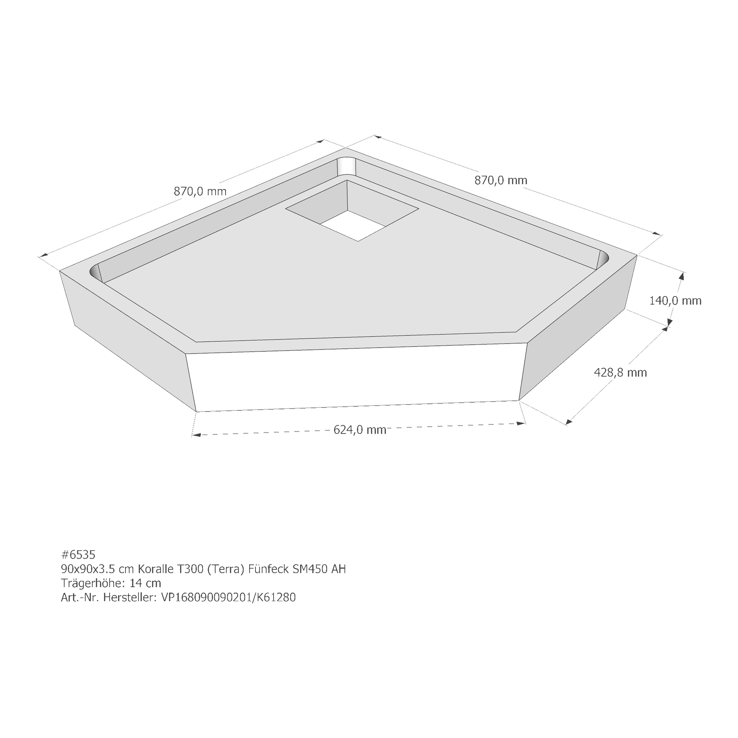 Duschwannenträger für Koralle T300 90/5 (Terra) 90 × 90 × 3,5 cm Duschwannenträger für Koralle T300 90/5 (Terra) 90 × 90 × 3,5 cm