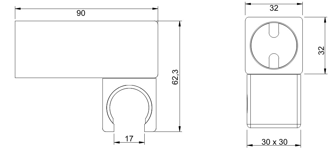 Wandkonushalter AqvaDesign - soft edge - schwenkbar - Vollmetall - chrom