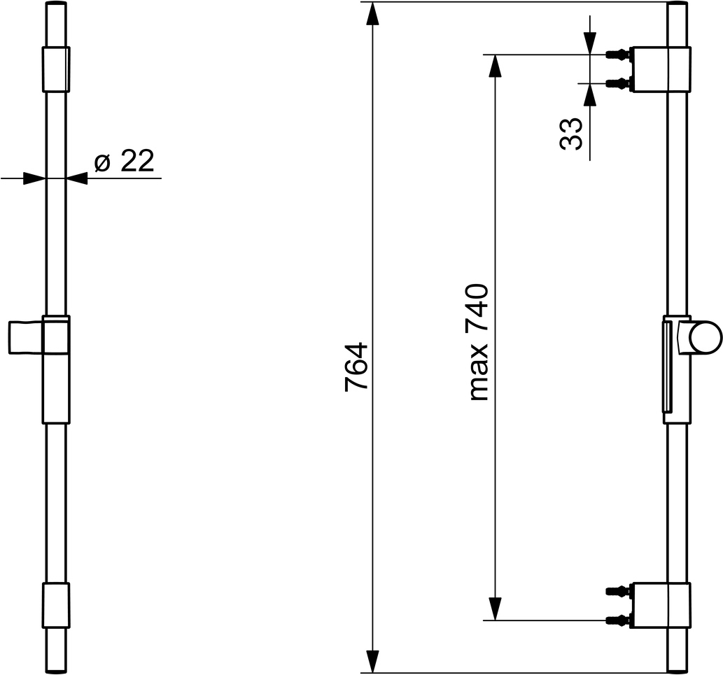 HA Wandstange HANSAACTIVEJET 0478 Chrom