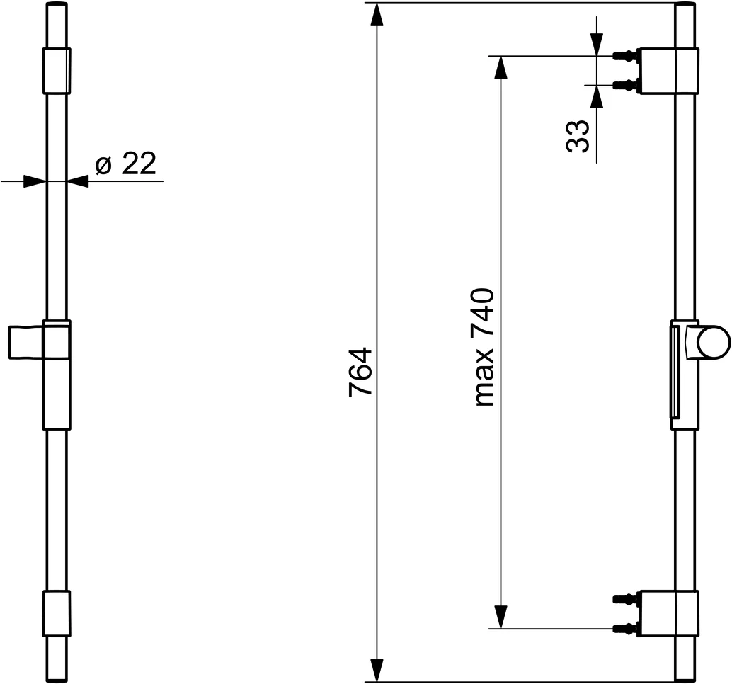 HansaACTIVEJET Duschstange Wandstange HansaACTIVEJET 0478 Chrom