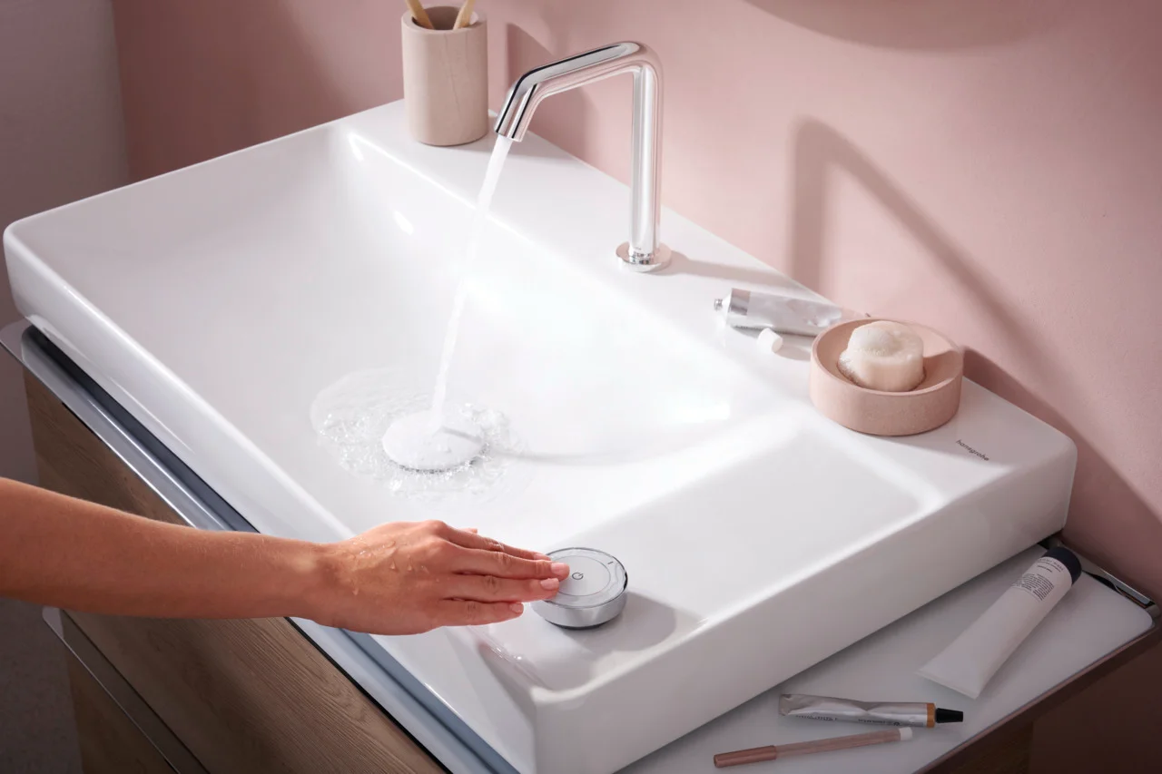 Hansgrohe Xelu Q Waschtisch, Keramik, weiß, 800 x 480 mm, 100 mm Beckenhöhe, wandhängend, mit Ablage rechts und SmartClean-Glasur
