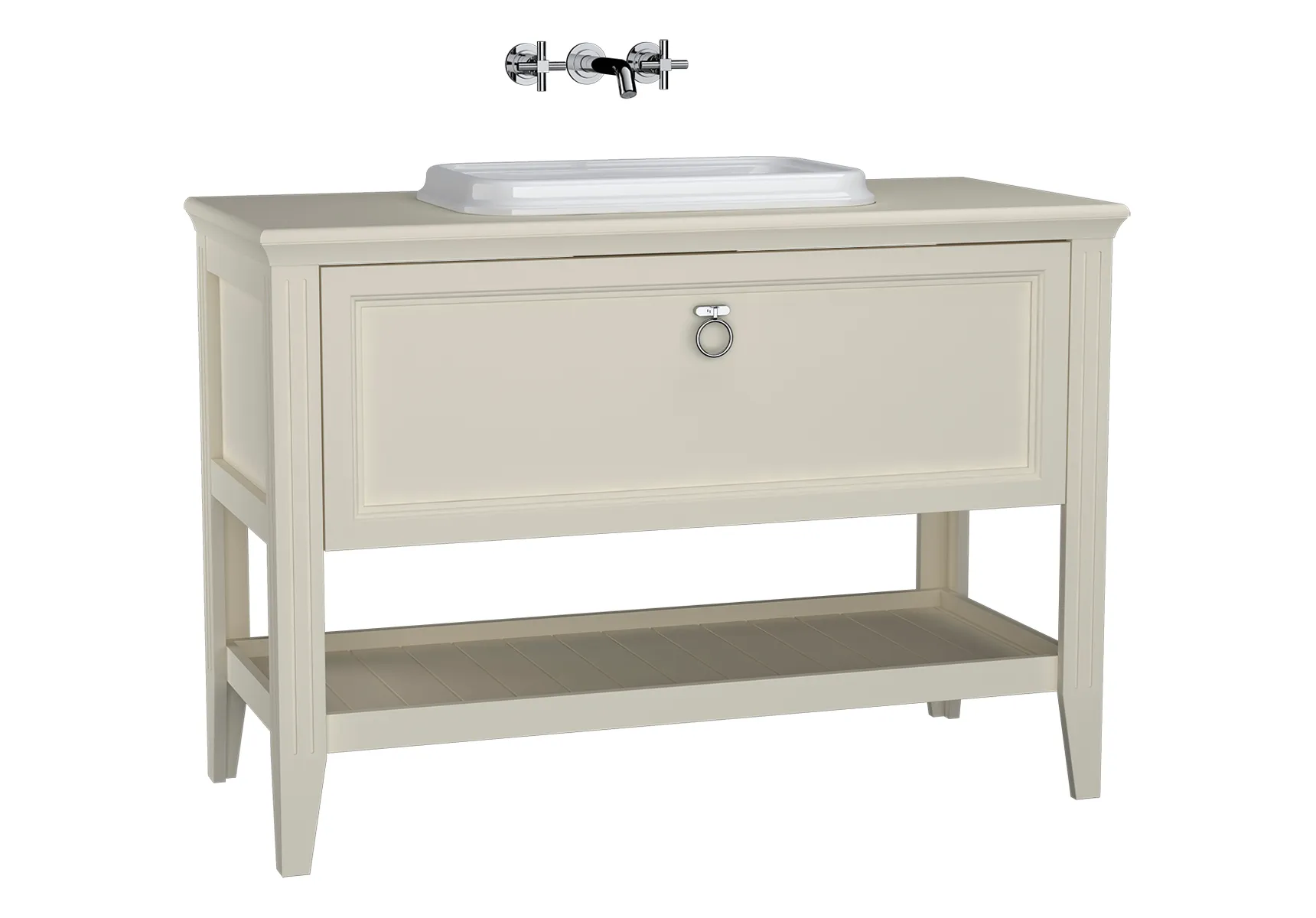 Valarte Set 118 cm Einbauwaschtisch + Waschtischunterschrank 1 Vollauszug Elfenbein Matt Valarte Set 118 cm Einbauwaschtisch + Waschtischunterschrank 1 Vollauszug Elfenbein Matt