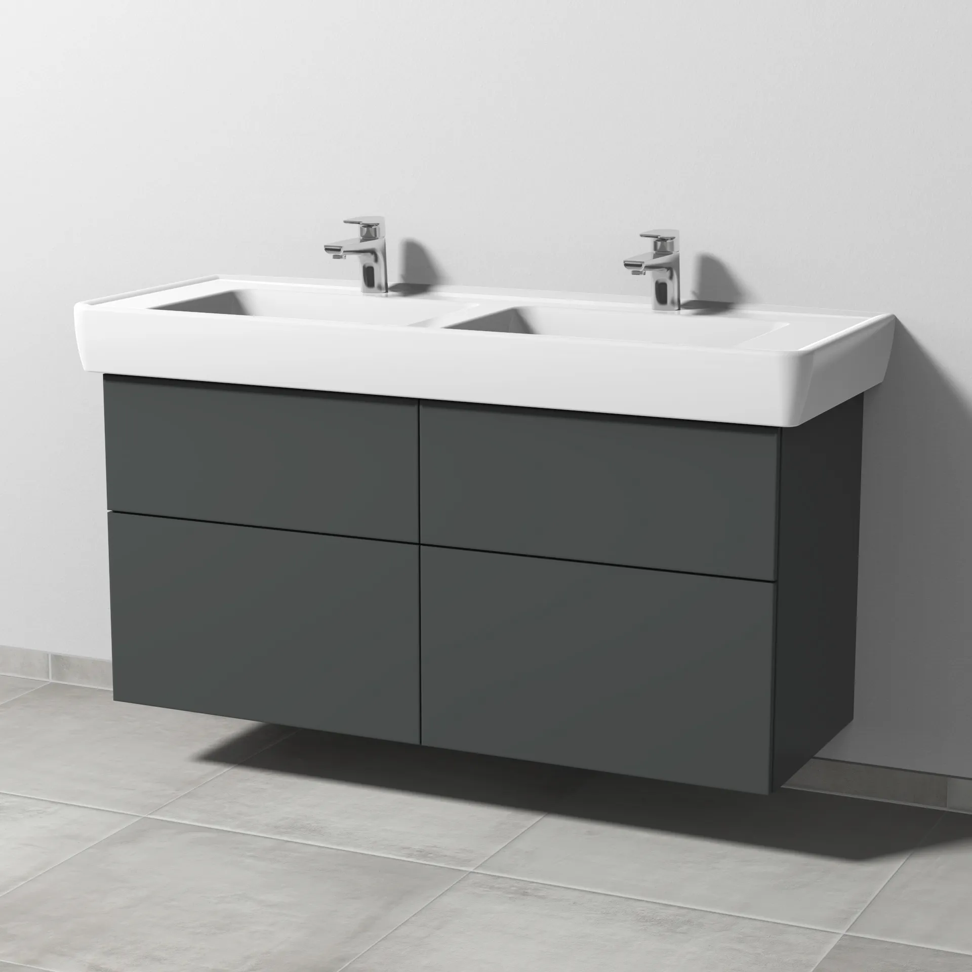 Sanipa Waschtischunterschrank „3way“ passend zu Keramik-Waschtische Pro A von Laufen 1200 × 588 × 447 mm in Anthrazit (matt), mit Hahnlochbohrung