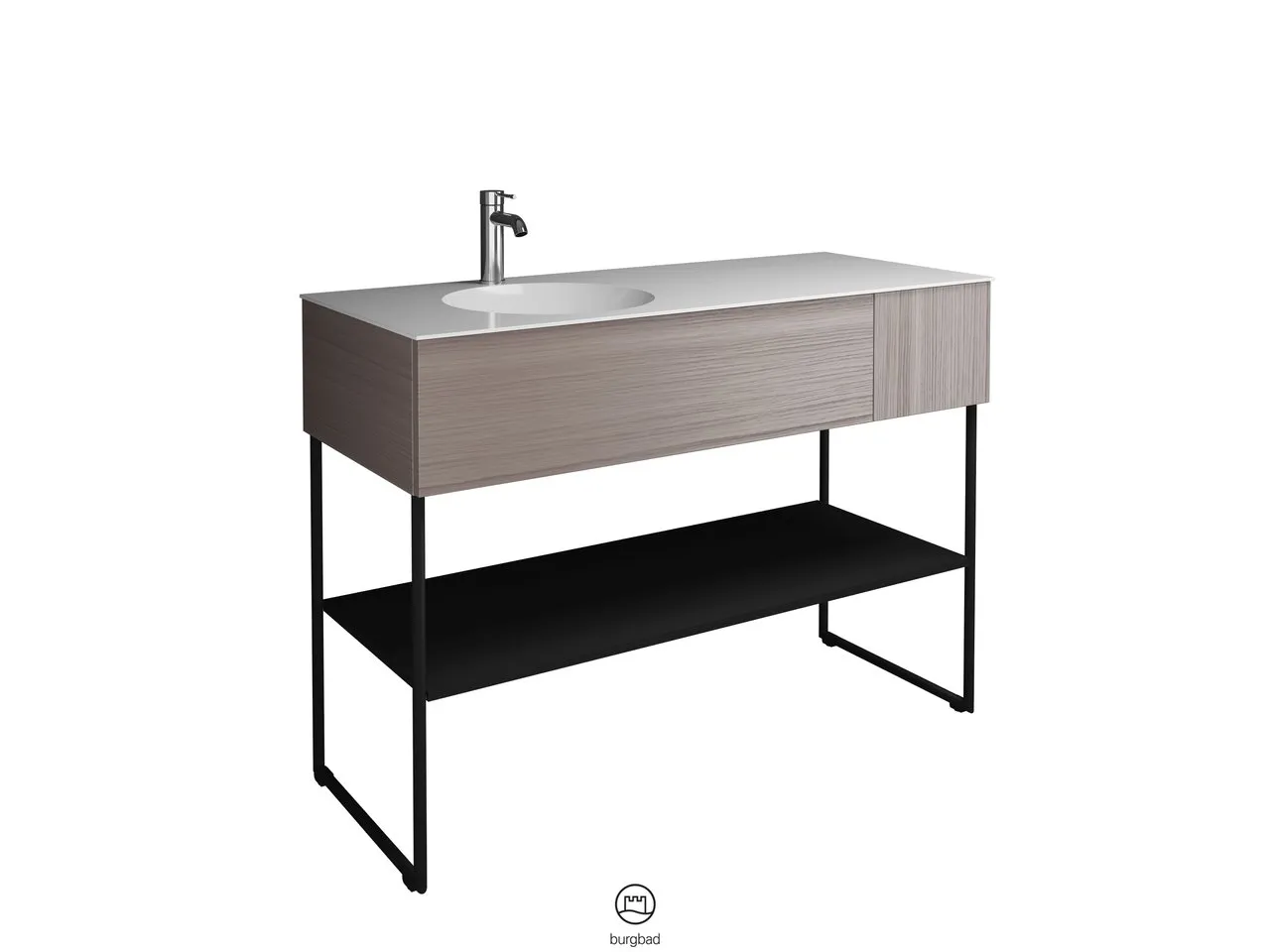 burgbad Coco HGL Waschtischset SFHQ120, Mineralguss, 505x1206x870
