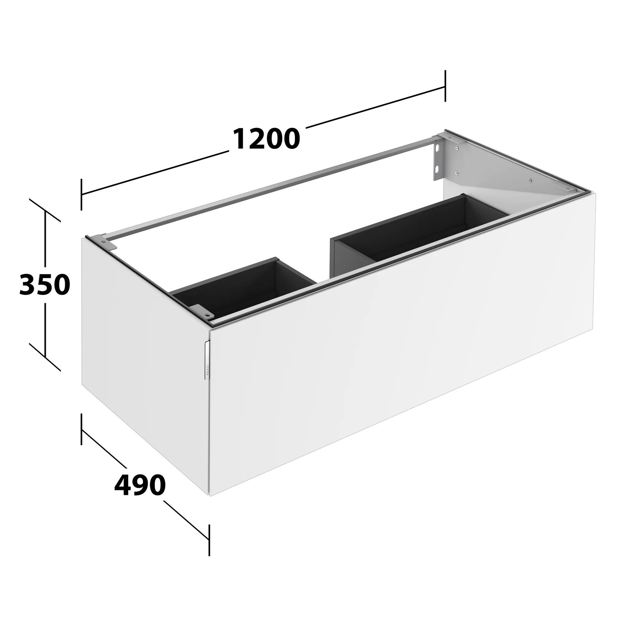 KEUCO Waschtischunterschrank mit Auszug „Edition 11 Art“ Weiß (Lack, seidenmatt), Weiß (Lack, seidenmatt), mit Beleuchtung 1200 × 350 × 490 mm