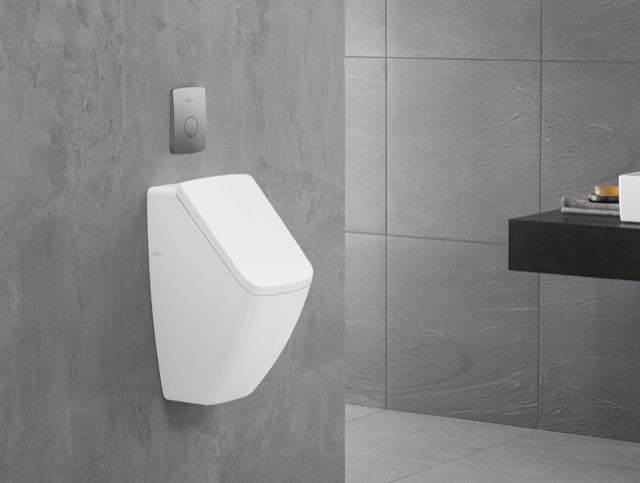 Absaug-Urinal DirectFlush „Venticello“, Befestigung verdeckt, ohne Zielobjekt, Zulauf verdeckt 28,5 × 32 × 54,5 cm in Weiß Alpin