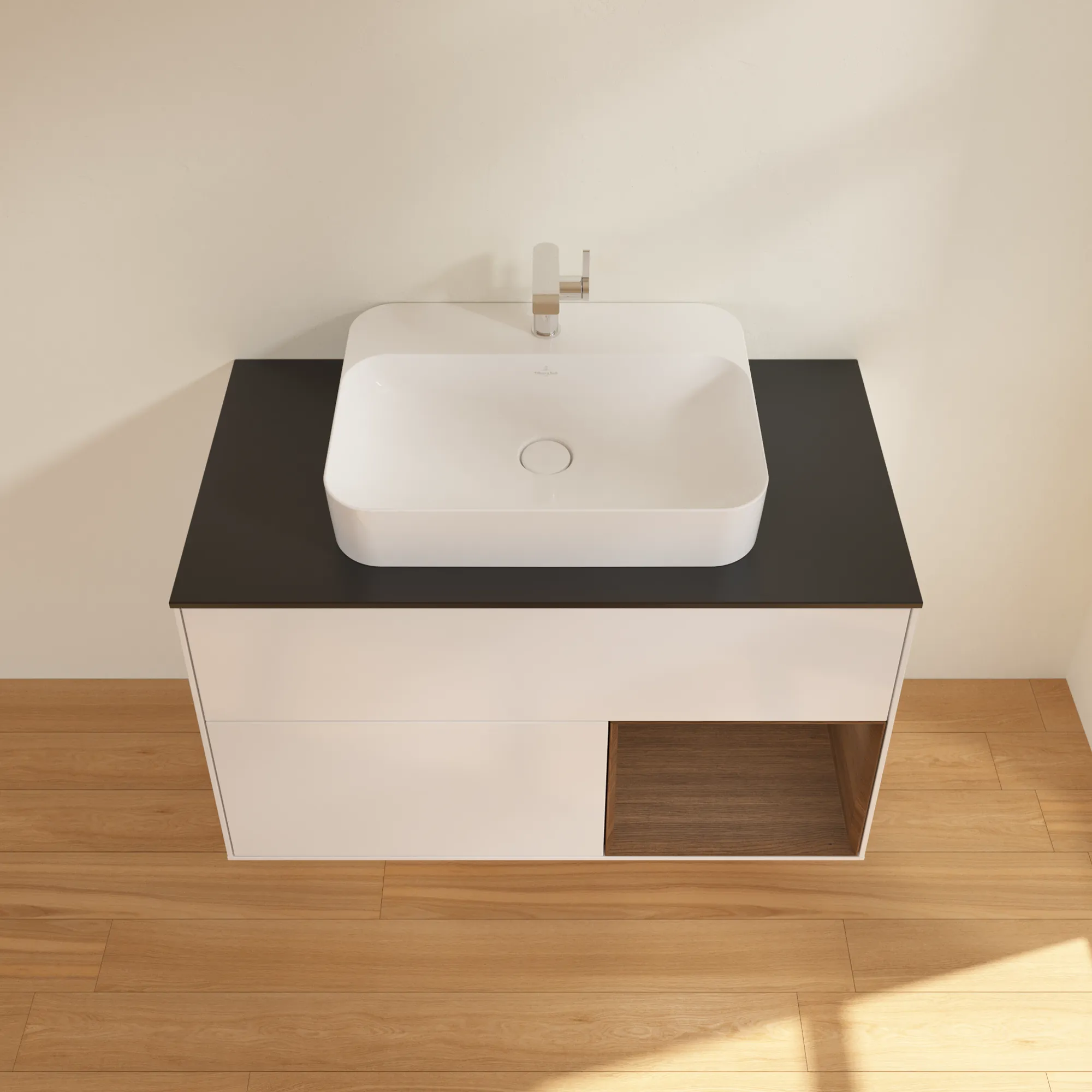 Villeroy & Boch Waschtischunterschrank „Finion“ für Schrankwaschtisch 1000 × 603 × 501 mm Glossy White Lacquer, für Becken mittig