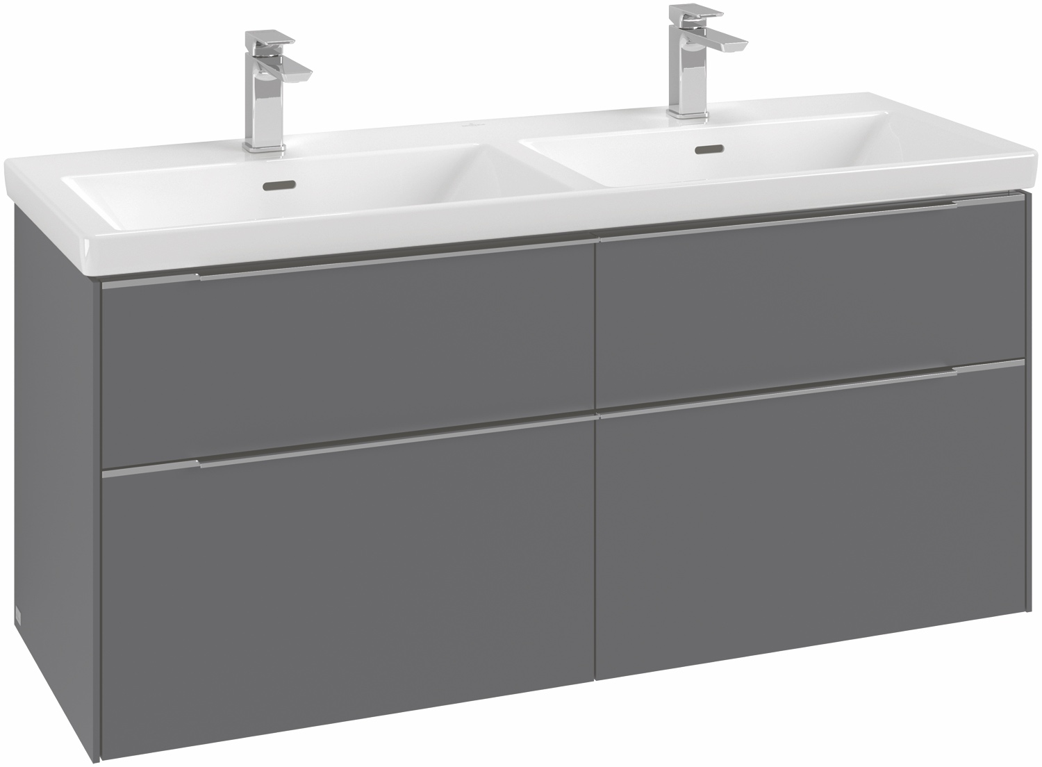 Villeroy & Boch Waschtischunterschrank „Subway 3.0“ für Schrank-Doppelwaschtisch 127,2 × 57,6 × 47,8 × 47,8 cm in 4 Auszüge, Waschbecken mittig, mittig