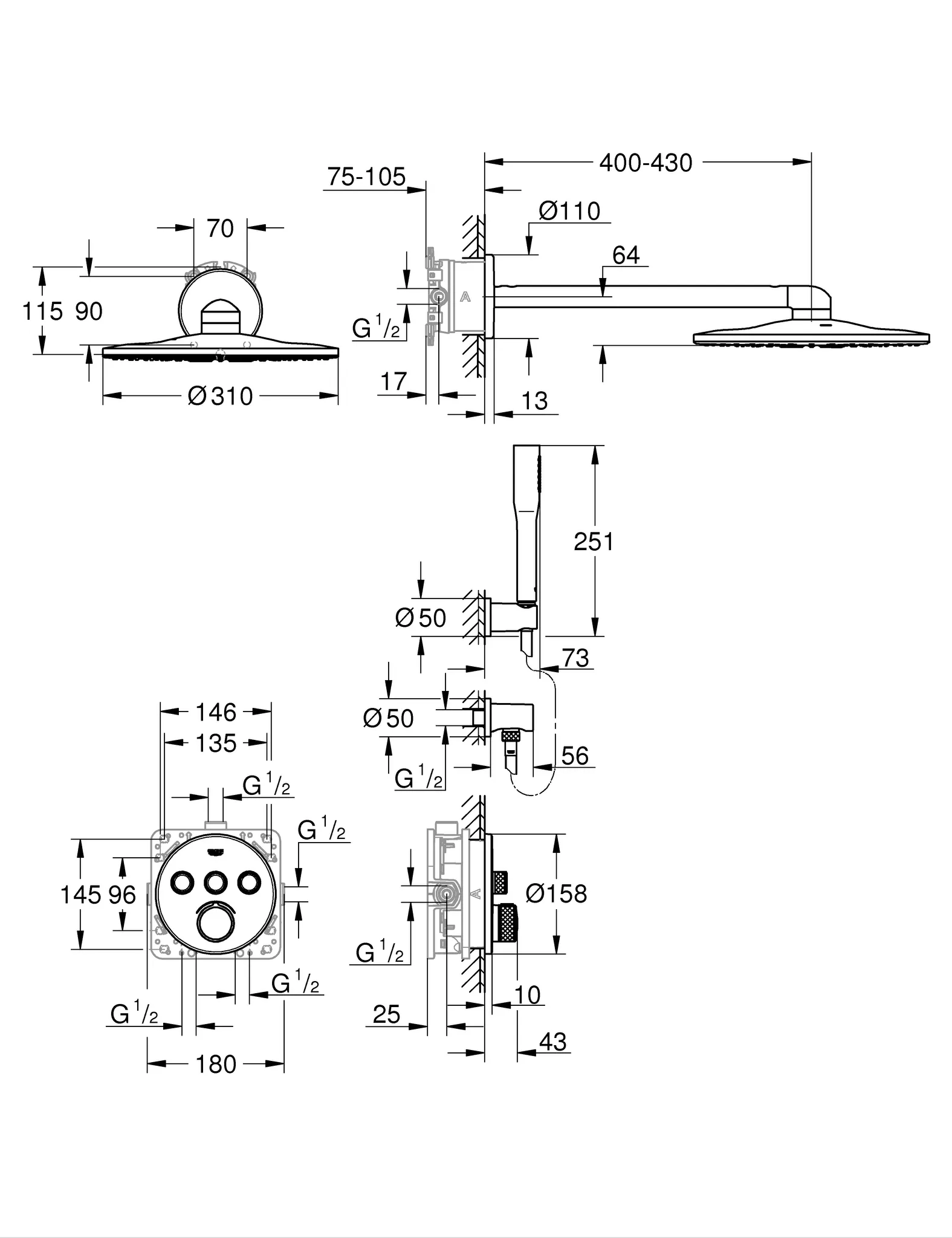 Grohe SmartControl Mischer 34709 rund mit 3 ASV chrom Grohe SmartControl Mischer 34709 rund mit 3 ASV chrom