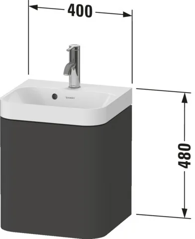 Duravit Waschtischunterschrank c-shaped Set wandhängend „Happy D.2 Plus“ 40 × 48 × 36 cm Weiß Supermatt