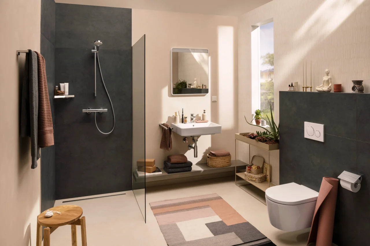 Hansgrohe Designsiphon Flowstar S Chrom – Geruchverschluss, verstellbarer Einbau, Wandabstand 330 mm, Anschlussmaße G 11/4 und DN32