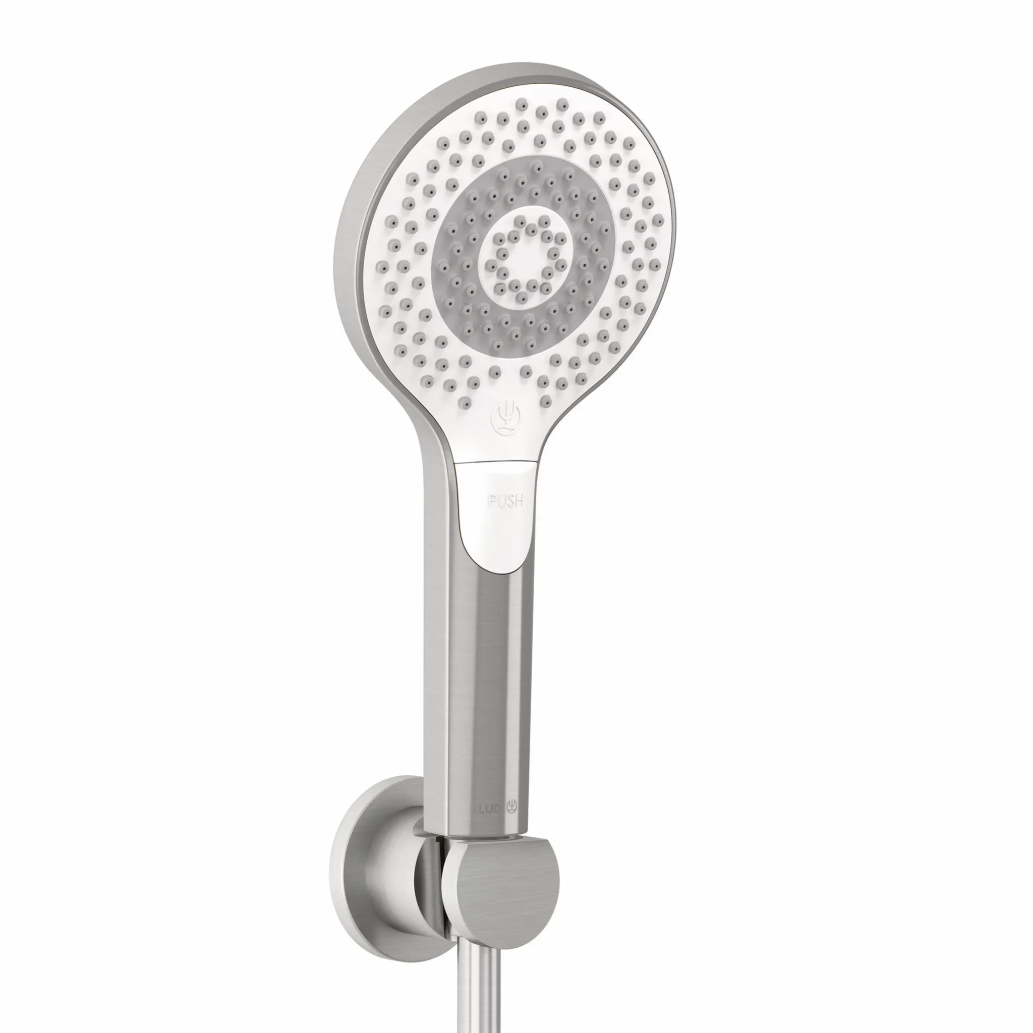 Kludi-DIVE X Wannen-Brause-Set Dive X 3S in Stainless Brushed Nickel PVD – Handbrause mit 3 Strahlarten und Kalkschnellreinigung, DN 15, G1/2 x G1/2 x 1.250 mm