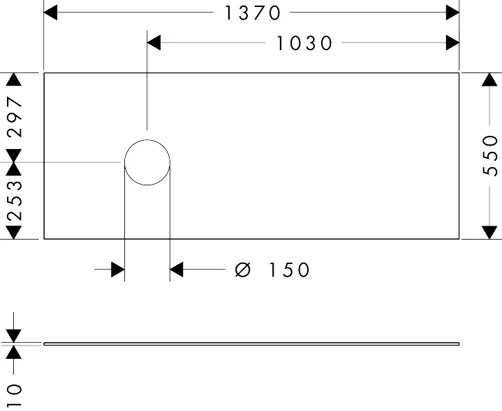Hansgrohe Xevolos E Möbel, Aufsatzwaschtisch Konsole 1370x550 mm, links Ausschnitt, Mattweiß Hansgrohe Xevolos E Möbel, Aufsatzwaschtisch Konsole 1370x550 mm, links Ausschnitt, Mattweiß