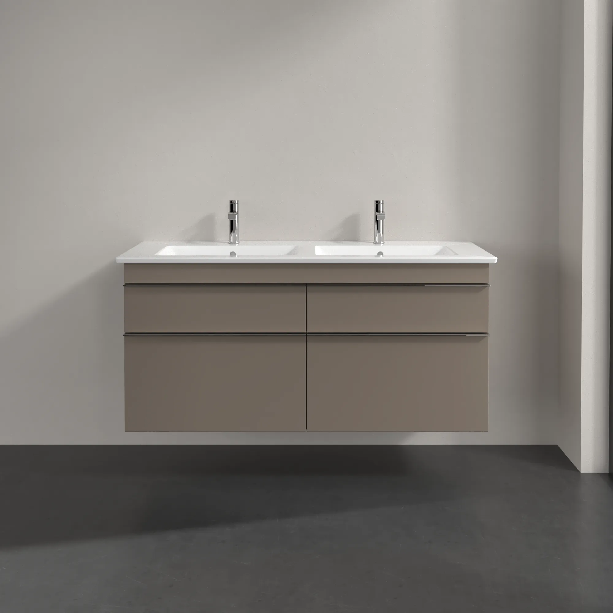 Villeroy & Boch Waschtischunterschrank „Venticello“ für Schrank-Doppelwaschtisch 1253 × 590 × 502 mm Taupe, für links und rechts