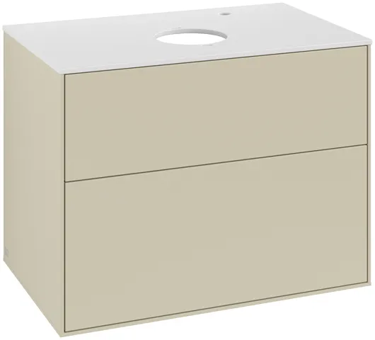 Villeroy & Boch Waschtischunterschrank „Finion“ für Schrankwaschtisch 800 × 603 × 501 mm Silk Grey Matt Lacquer, für Becken mittig, mit Hahnlochbohrung