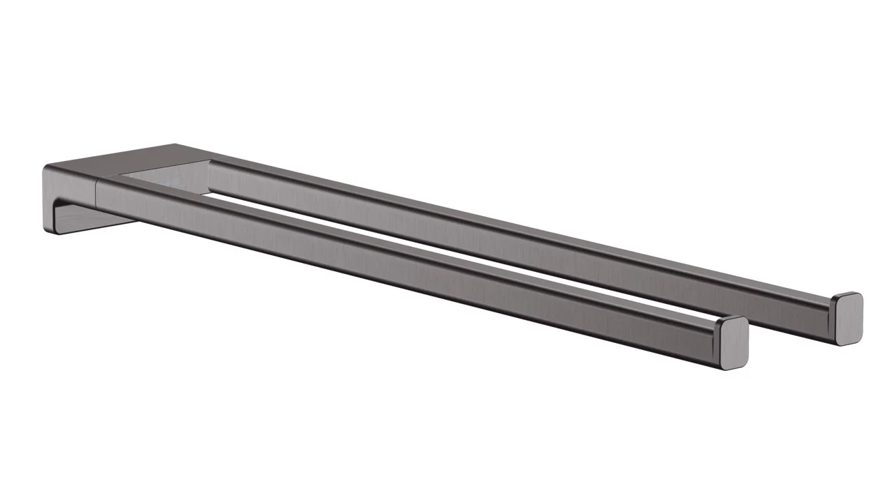Hansgrohe AddStoris Q Handtuchhalter zweiarmig, Brushed Black Chrome, 445 mm, Wandmontage mit verdeckter Befestigung