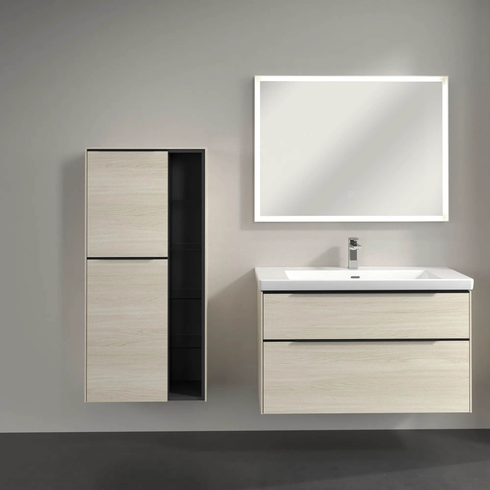 Villeroy & Boch Mittelschrank „Subway 3.0“ 57,4 × 120 × 36,2 × 36,2 cm 2 Türen, Anschlag (Scharnier) links, 2 Türen, Anschlag links