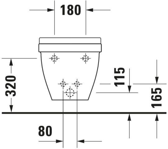 Wand-Bidet Starck 3 540 mm mit ÜL, mit HLB, 1 HL, Durafix, weiß