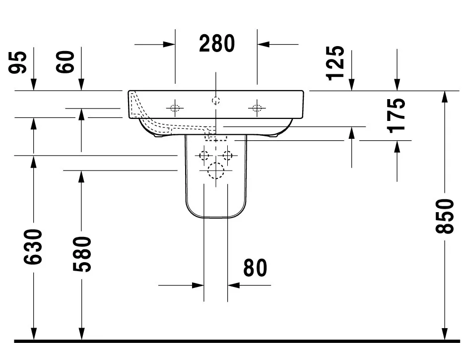Wandwaschtisch „Happy D.2“, mit Überlauf, Hahnlochposition mittig Wandwaschtisch „Happy D.2“, mit Überlauf, Hahnlochposition mittig