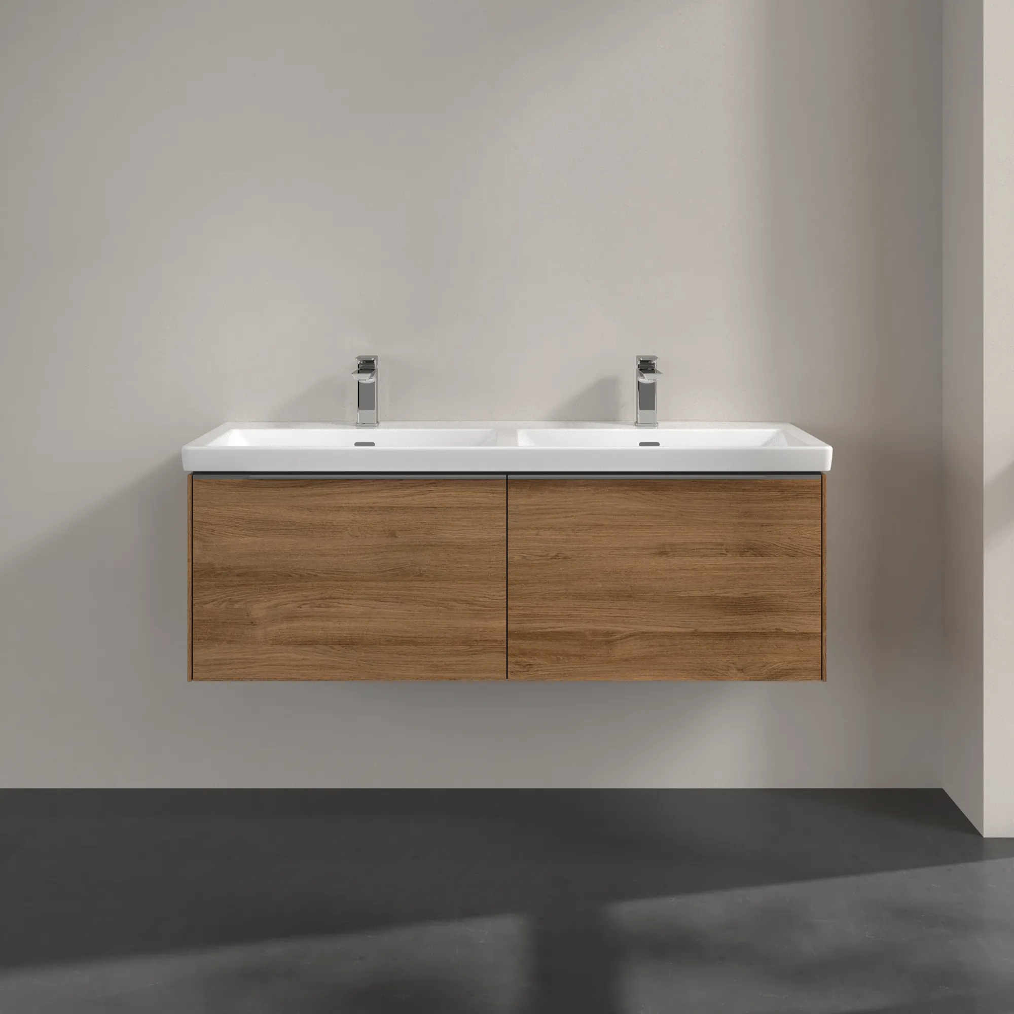 Villeroy & Boch Waschtischunterschrank „Subway 3.0“ für Schrank-Doppelwaschtisch 1272 × 429 × 478 mm Kansas Oak, für links und rechts