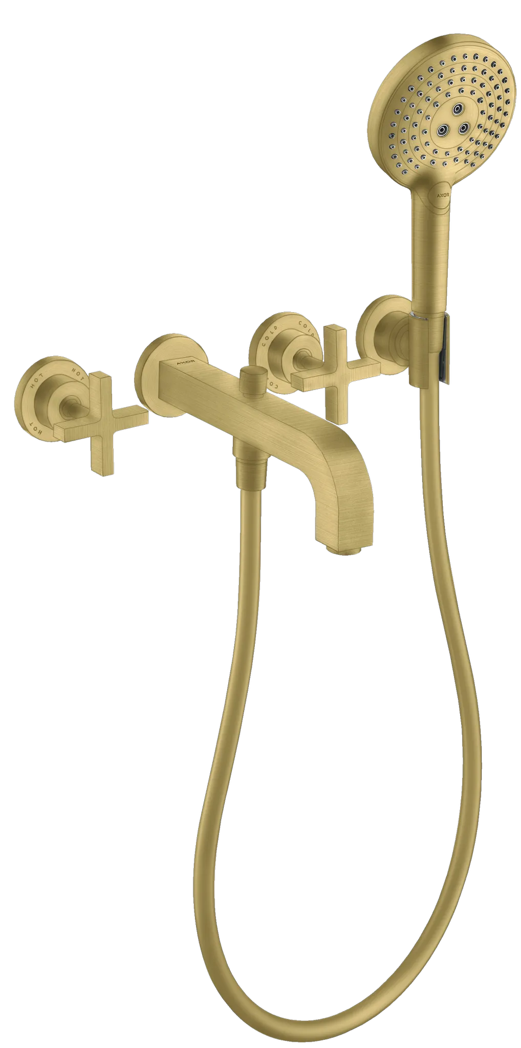 Hansgrohe AXOR Citterio 3-Loch Wannenarmatur Unterputz, Brushed Brass, Ausladung 222 mm Hansgrohe AXOR Citterio 3-Loch Wannenarmatur Unterputz, Brushed Brass, Ausladung 222 mm
