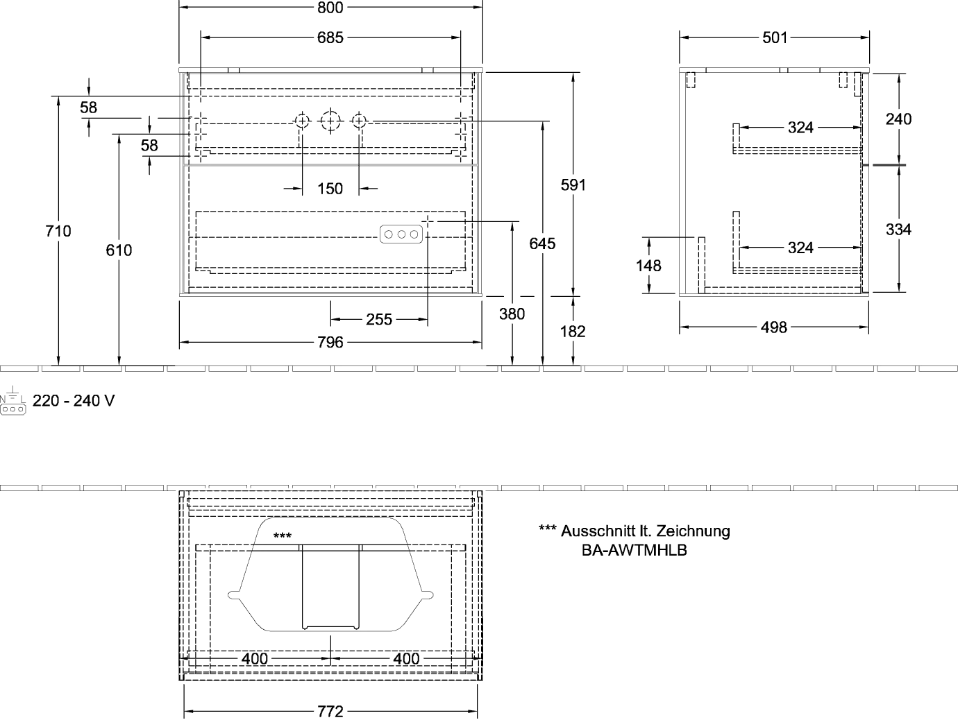 Villeroy & Boch Finion Waschbeckenunterschrank G34, 800 x 603 x 501 mm, White Matt Lacquer / Glass White Matt Villeroy & Boch Finion Waschbeckenunterschrank G34, 800 x 603 x 501 mm, White Matt Lacquer / Glass White Matt