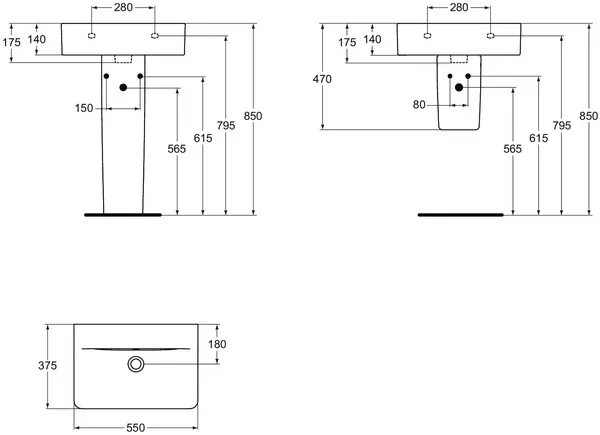 Ideal Standard Waschtisch Connect Cube, kompakt, ohne Hahnloch, mit Überlauf, 550x375x175mm, Weiß Ideal Standard Waschtisch Connect Cube, kompakt, ohne Hahnloch, mit Überlauf, 550x375x175mm, Weiß