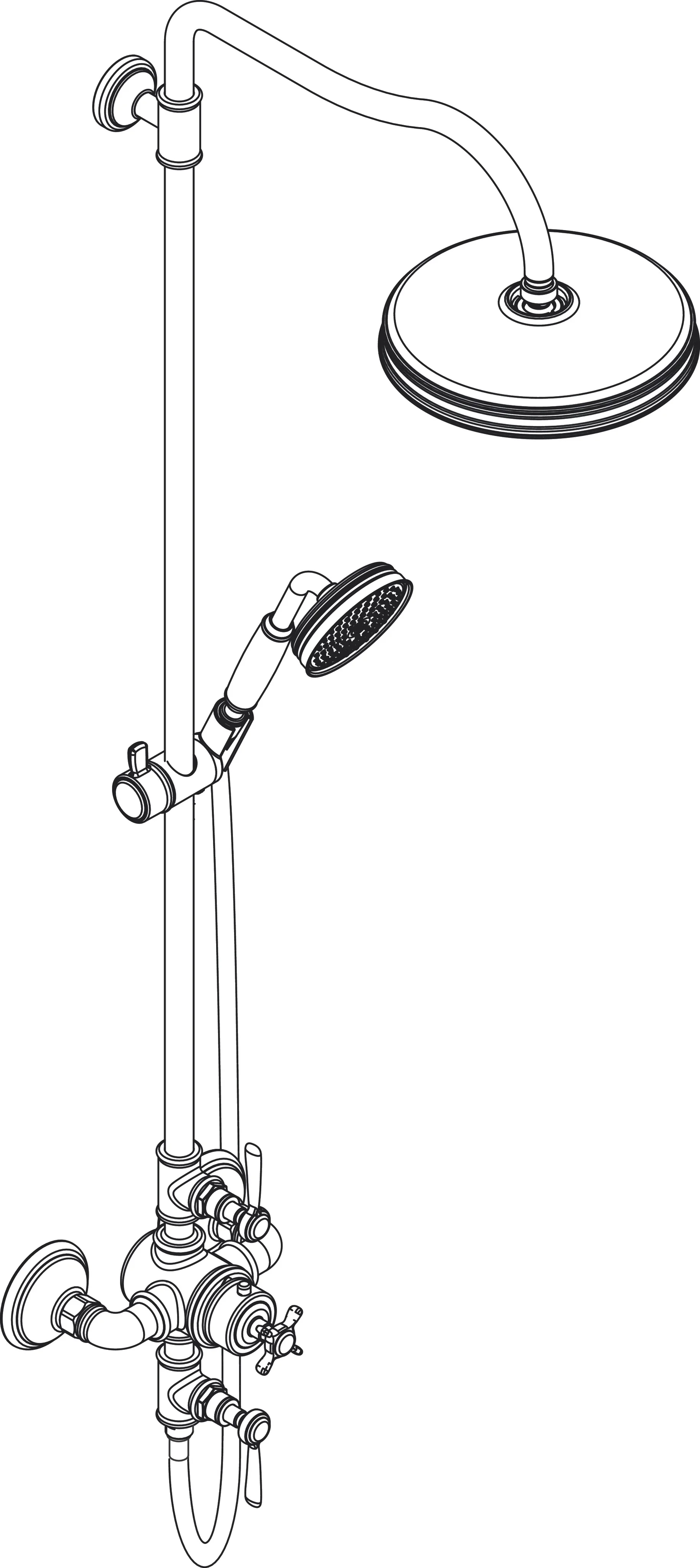 Hansgrohe AXOR Montreux Showerpipe mit Thermostat und Hebelgriff, Chrom, Brausekopfgröße 240 mm, Brausearmlänge 450 mm