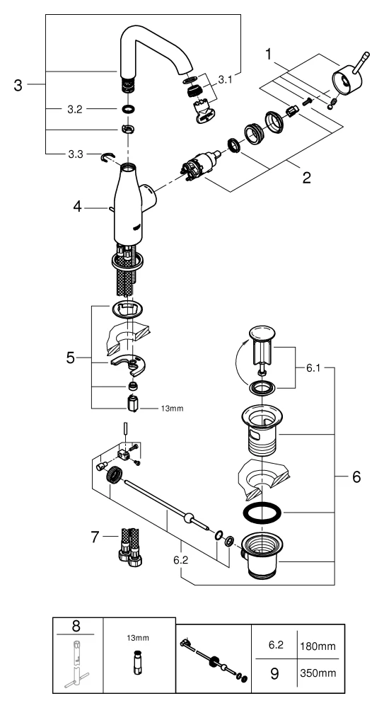 Grohe Essence Einhand-Waschtischbatterie, L-Size, Einlochmontage, chrom Grohe Essence Einhand-Waschtischbatterie, L-Size, Einlochmontage, chrom