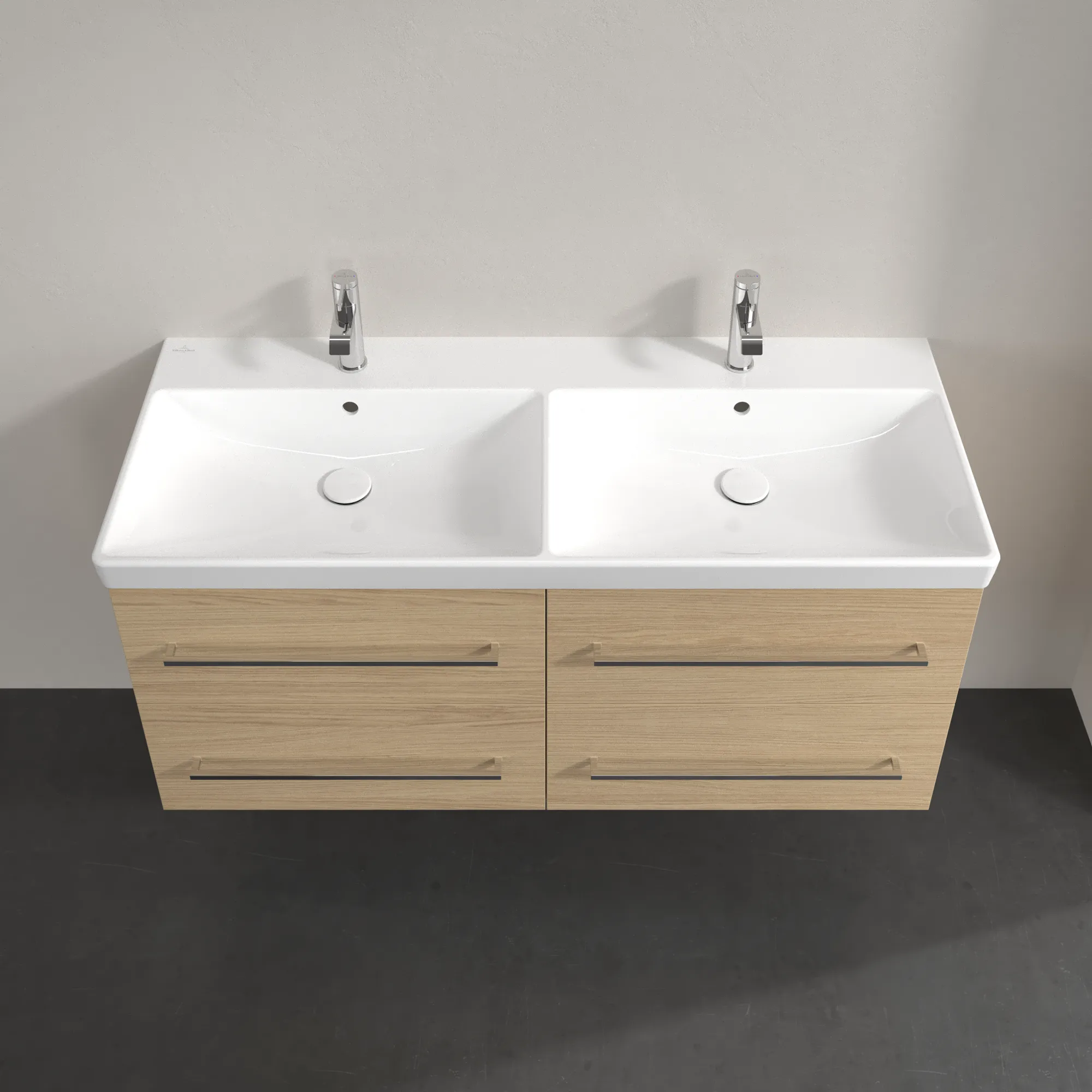 Villeroy & Boch Waschtischunterschrank „Avento“ für Schrank-Doppelwaschtisch 1180 × 514 × 452 mm Nordic Oak, Soft Closing