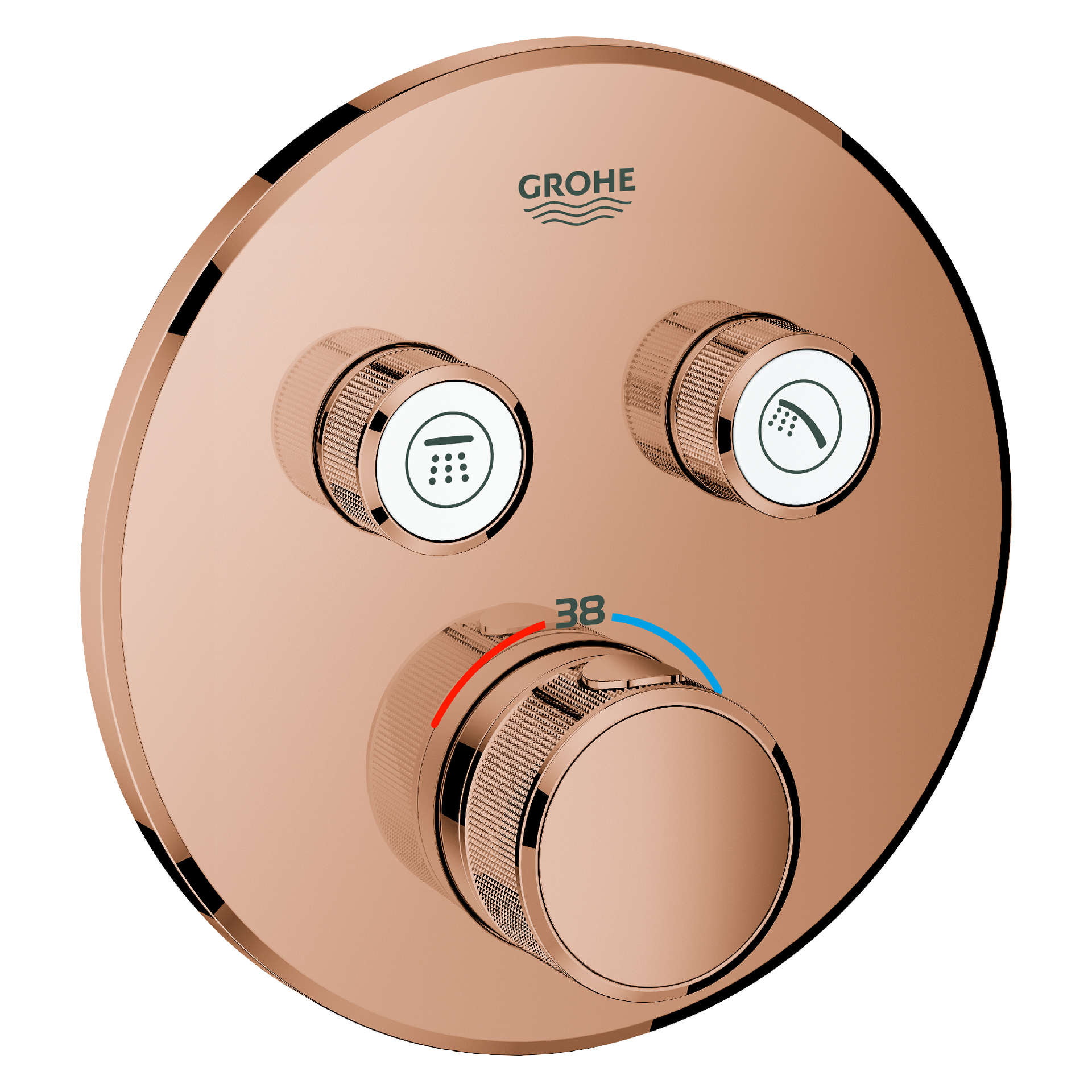 Thermostat Grohtherm SmartControl 29119, mit 2 Absperrventilen, Fertigmontageset für Rapido SmartBox, Wandrosette rund, chrom