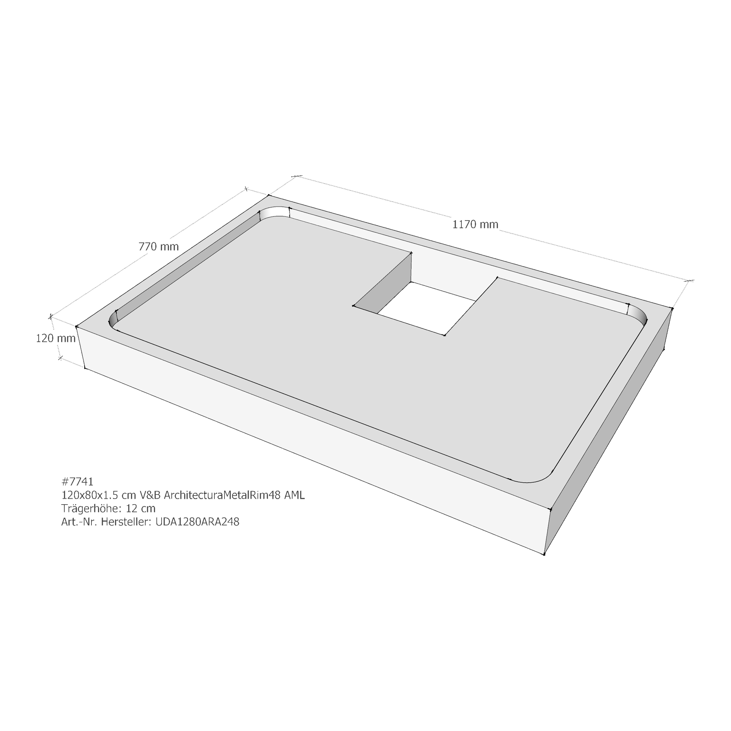 Duschwannenträger für Villeroy & Boch Architectura MetalRim 120 × 80 × 1,5 cm